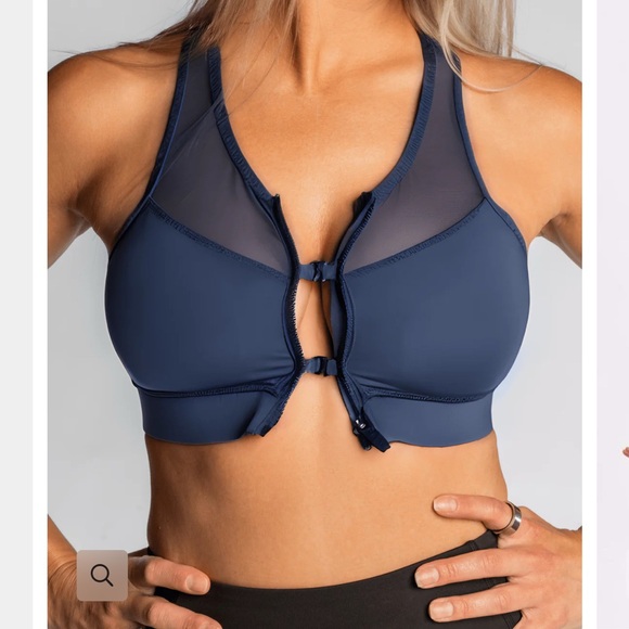 Handful Closer Front Zip Bra Size Small Sports Athletic In Night Swim Navy Color - Picture 2 of 7